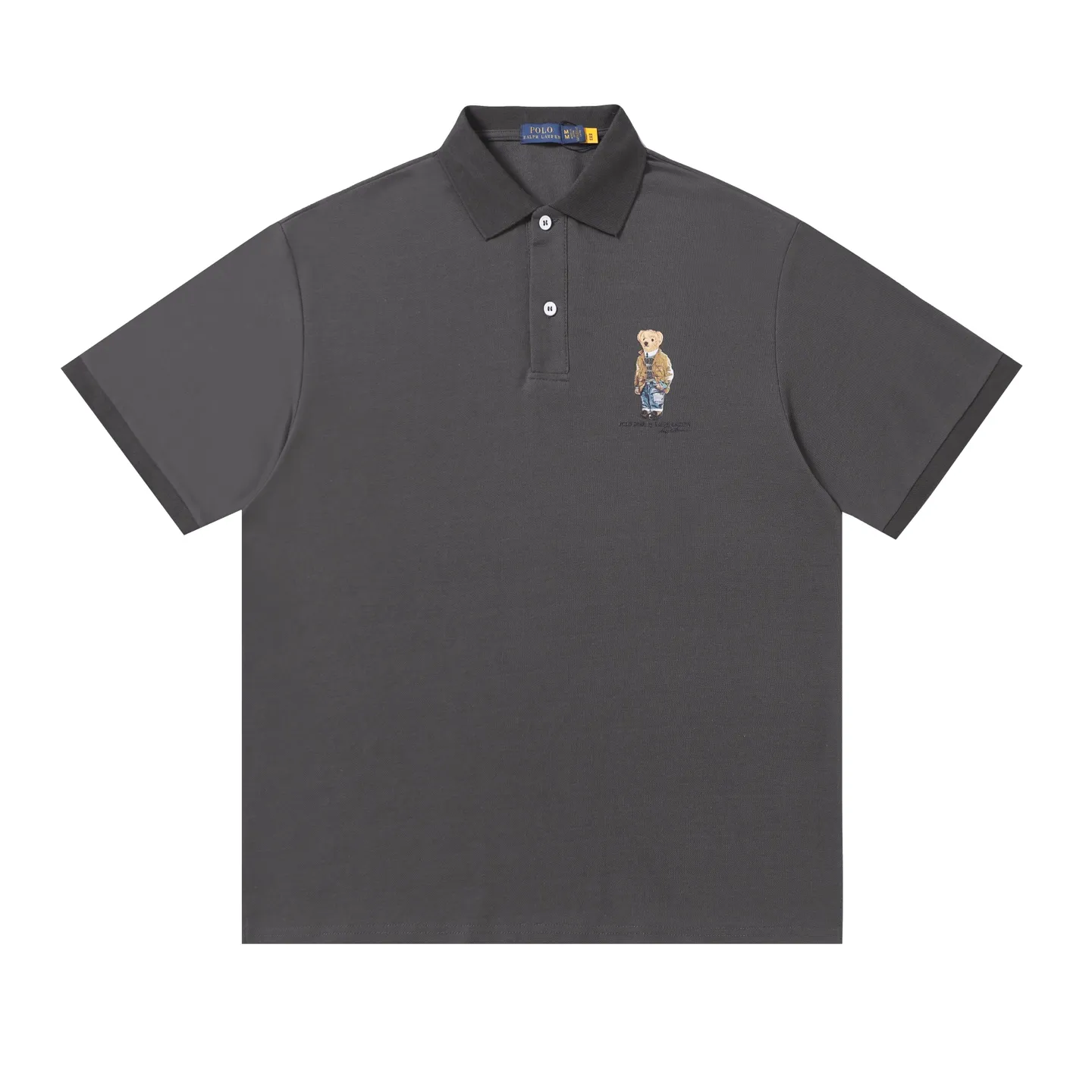P156 Style number: A016 [Ralph Lauren classic bear print Polo shirt] ✅250 grams of fine cotton pique fabric, custom-woven and dyed threads ✅Original stickers Scan the QR code to enter the official website ✅Large version, loose and stylish, can wear up to 210 pounds Color: black, white, navy, blue, sky blue, dark gray, floral gray Size: S-XL
